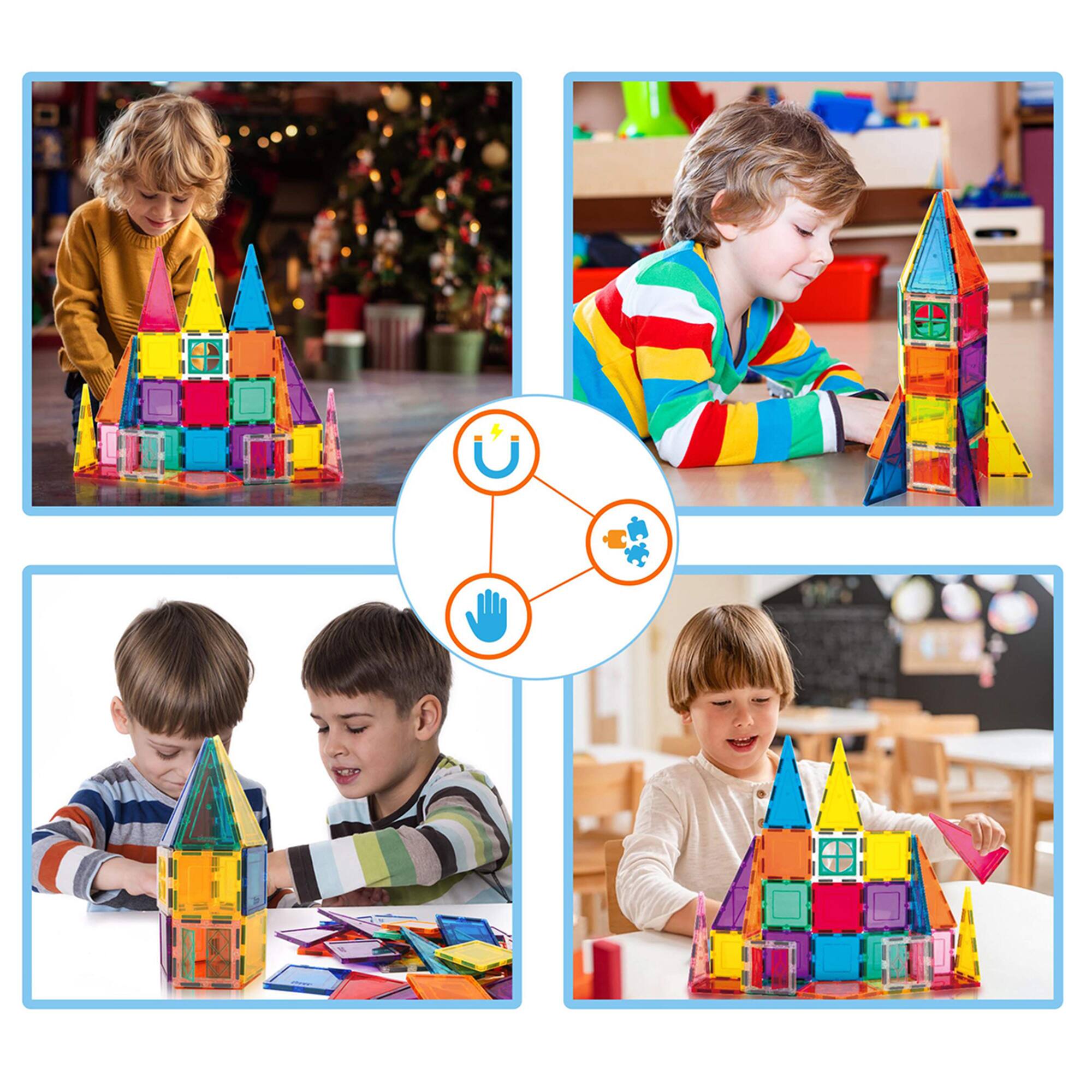 PicassoTiles® 36 Piece Rocket Magnetic Tile Set